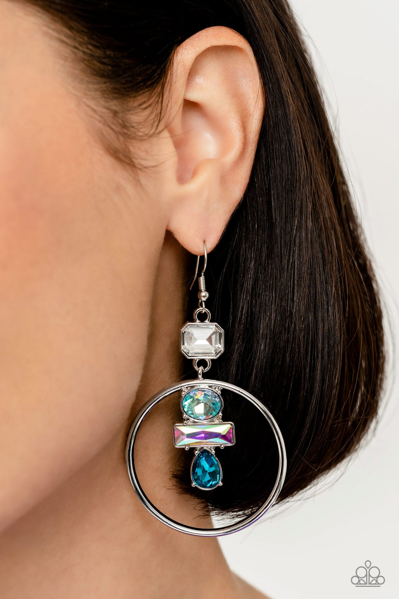 Geometric Glam Blue Earring