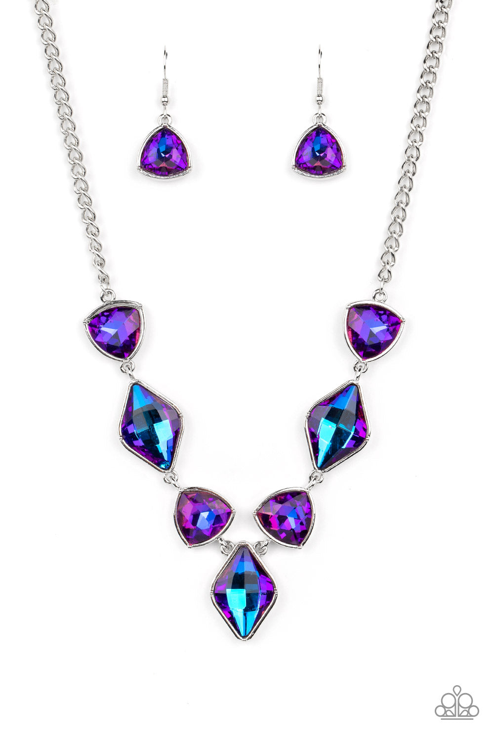 Glittering Geometrics Necklace (Purple, Brass)