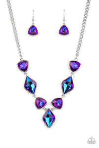Glittering Geometrics Necklace (Purple, Brass)