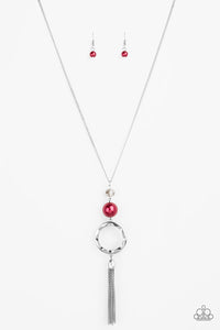 Bold Balancing Act Necklace (Brown, Red, White)