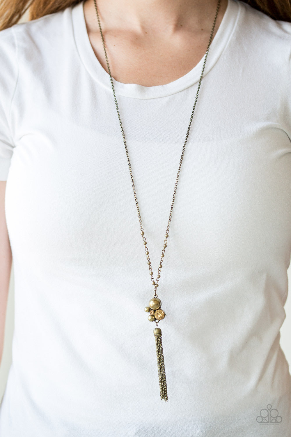 Uniquely Uptown Necklace (Brass, Gold, White)