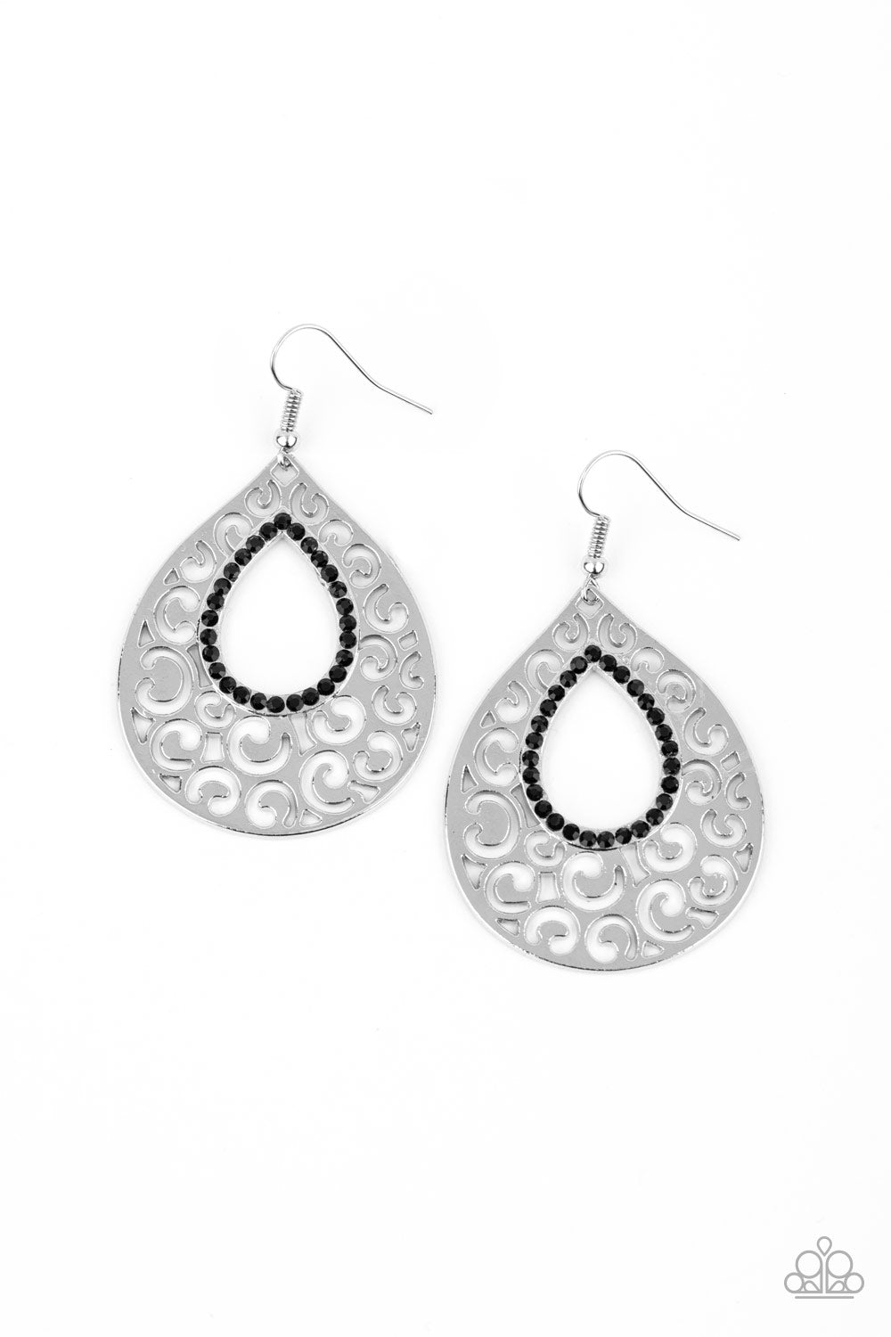 Airy Applique Black Earring