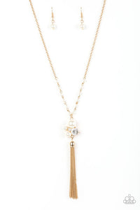 Uniquely Uptown Necklace (Brass, Gold, White)