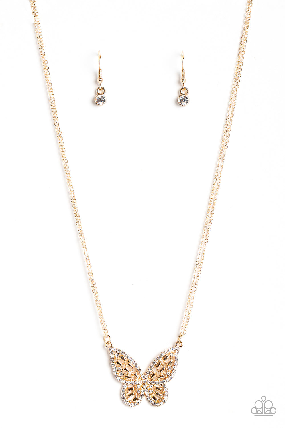 Baroque Butterfly Necklace (White, Gold)