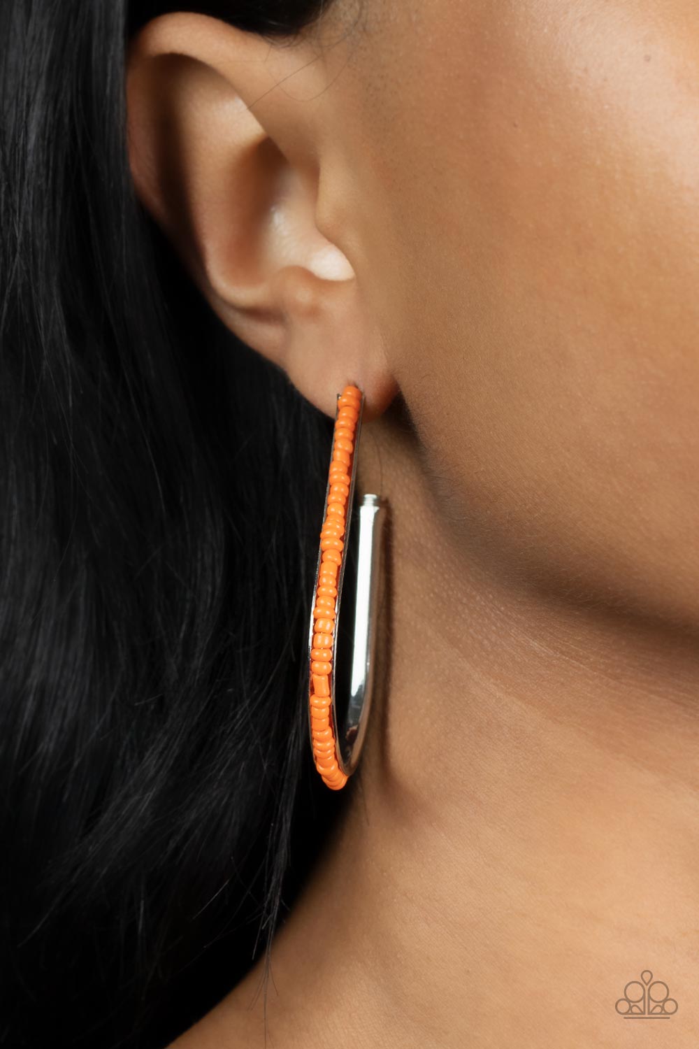 Beaded Bauble Earring (Orange, Pink)