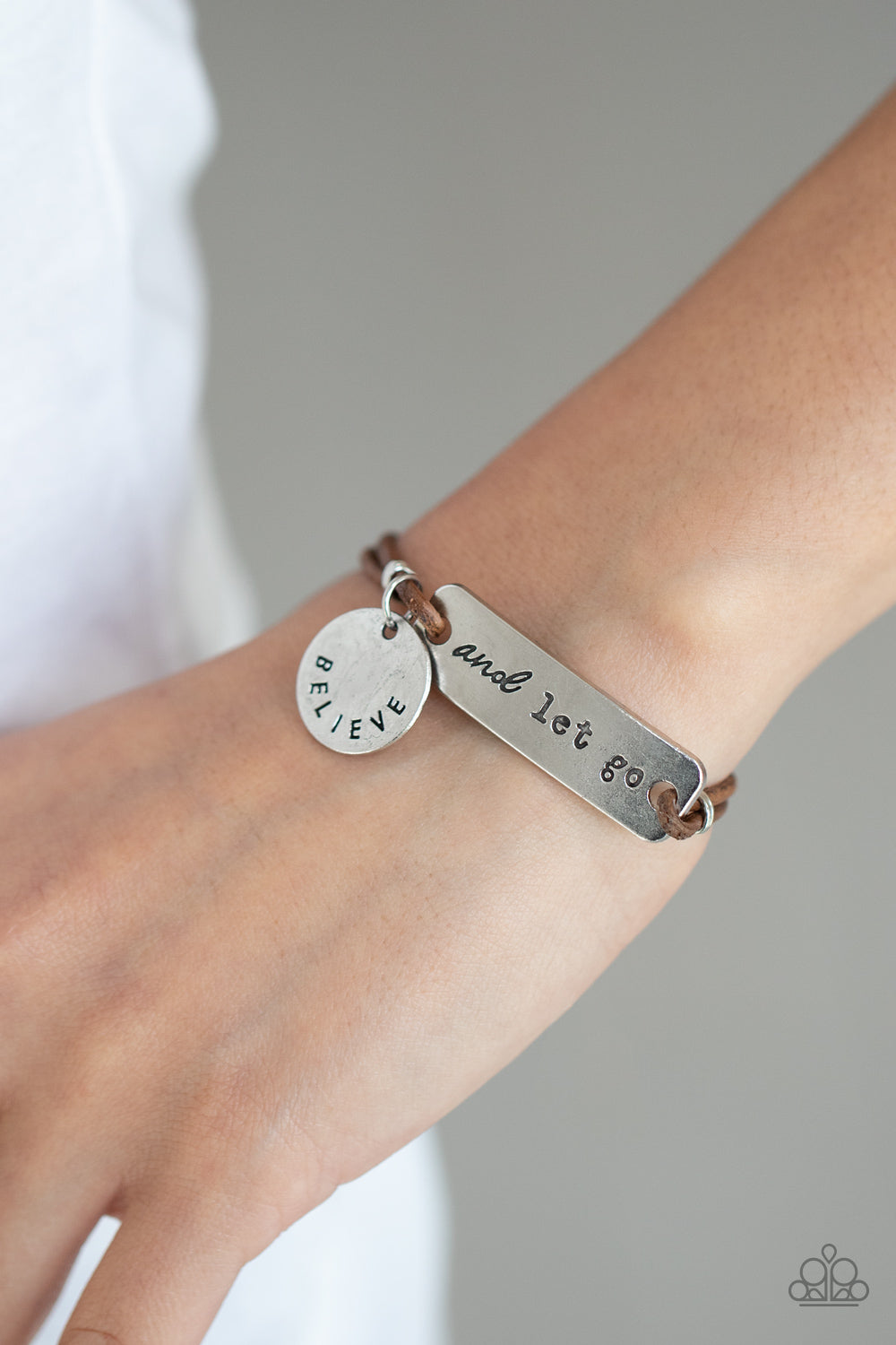 Believe and Let Go Bracelet (Brass, Brown)