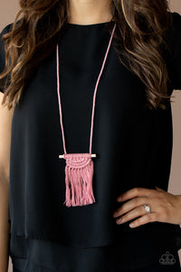 Between You and MACRAME Pink Necklace