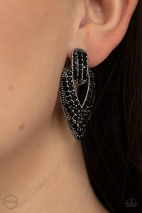 Blinged Out Buckles Black Earring
