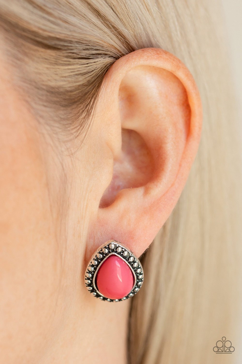 Boldly Beaded Pink Post Earring
