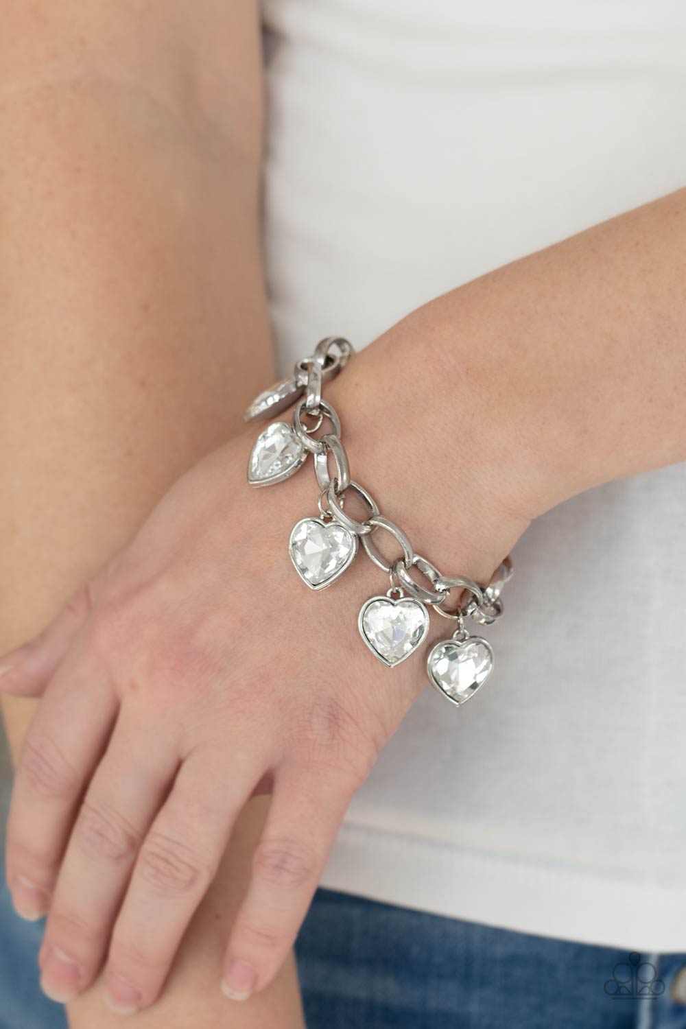 Candy Heart Charmer White Bracelet