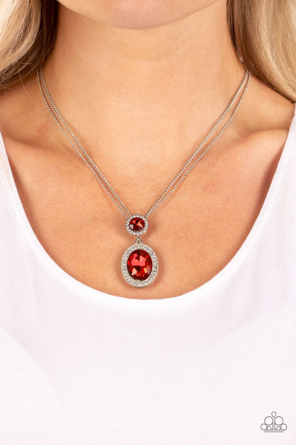 Castle Diamonds Necklace (Brown, Silver, Red)
