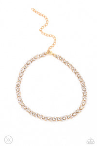Classy Couture Choker (White, Gold) Necklace