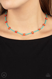 Colorfully Flower Child Blue Necklace