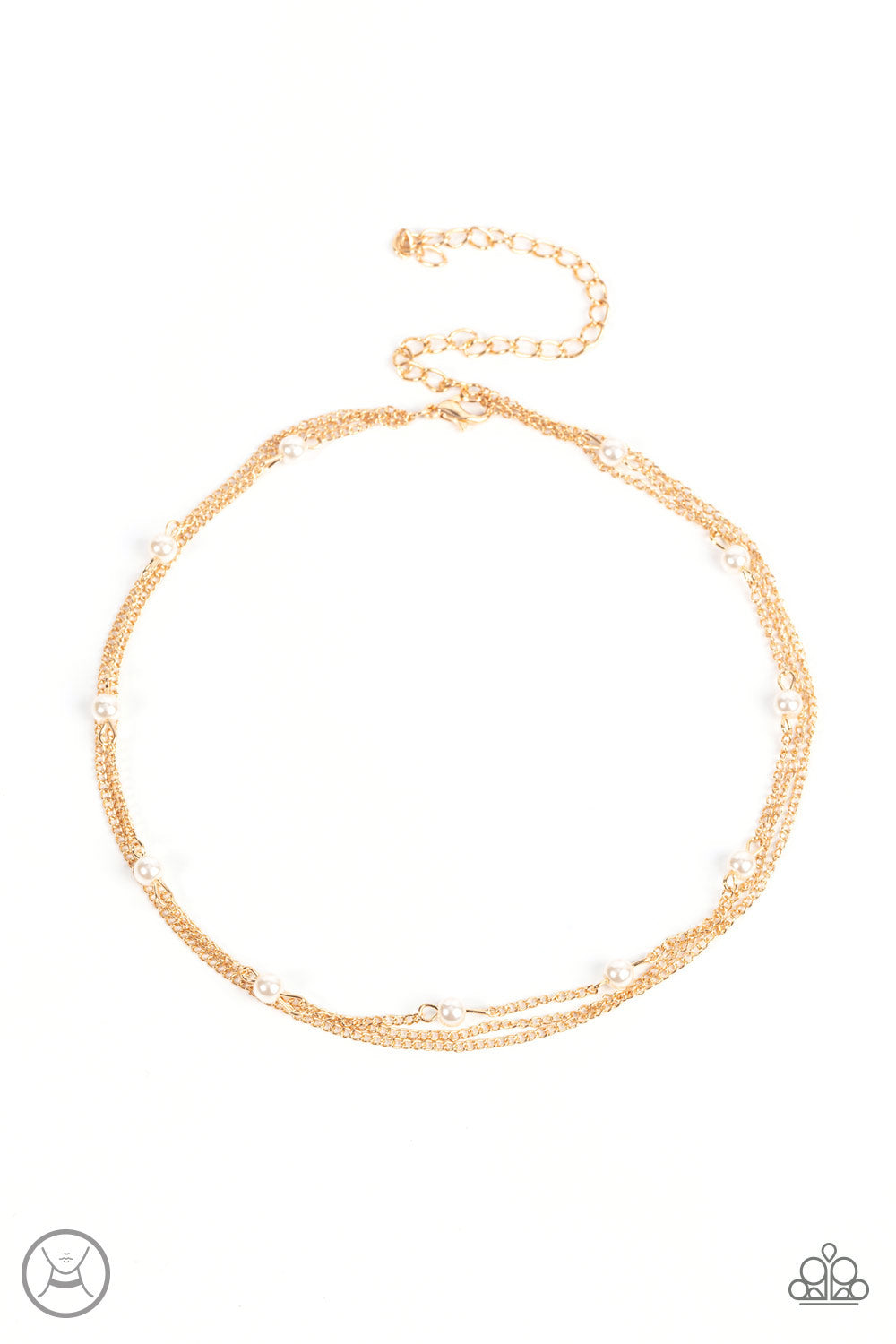 Daintily Dapper Necklace (Gold, White)