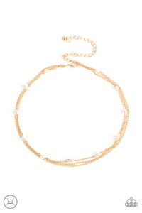 Daintily Dapper Necklace (Gold, White)