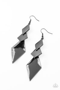 Danger Ahead Black Earring