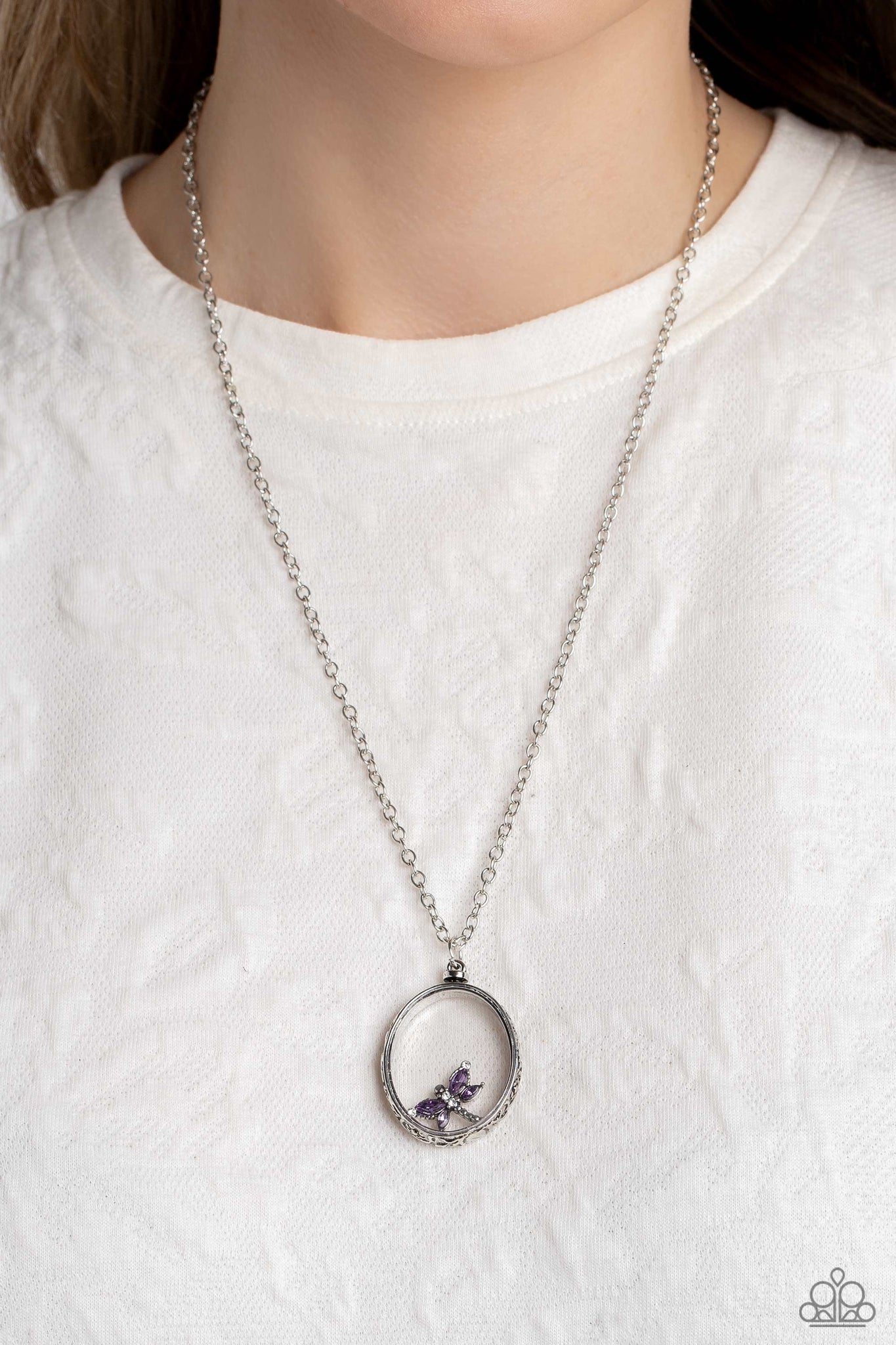 Dynamic Dragonfly Purple Necklace