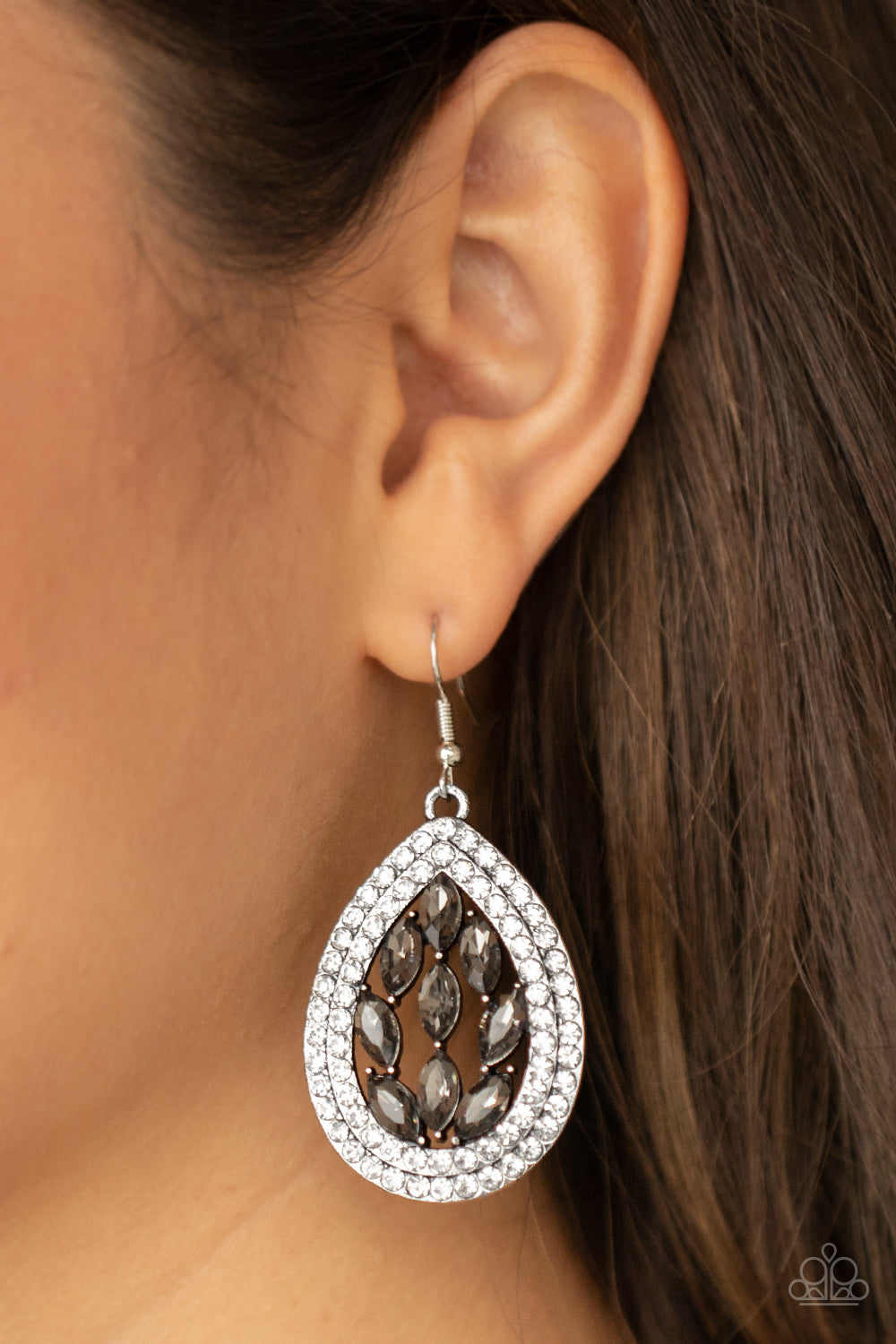 Encased Elegance Silver Earring