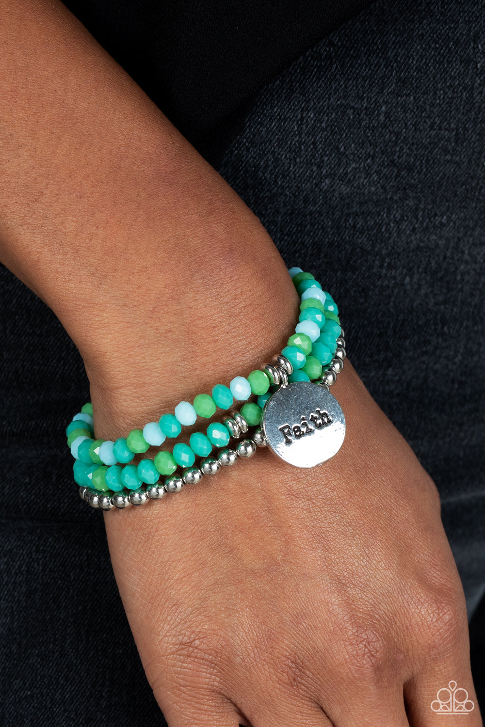 Fashionable Faith Green Bracelet