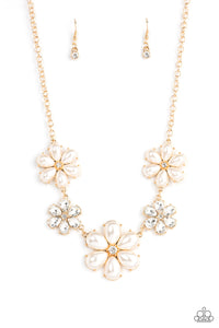Fiercely Flowering Necklace (White, Gold)