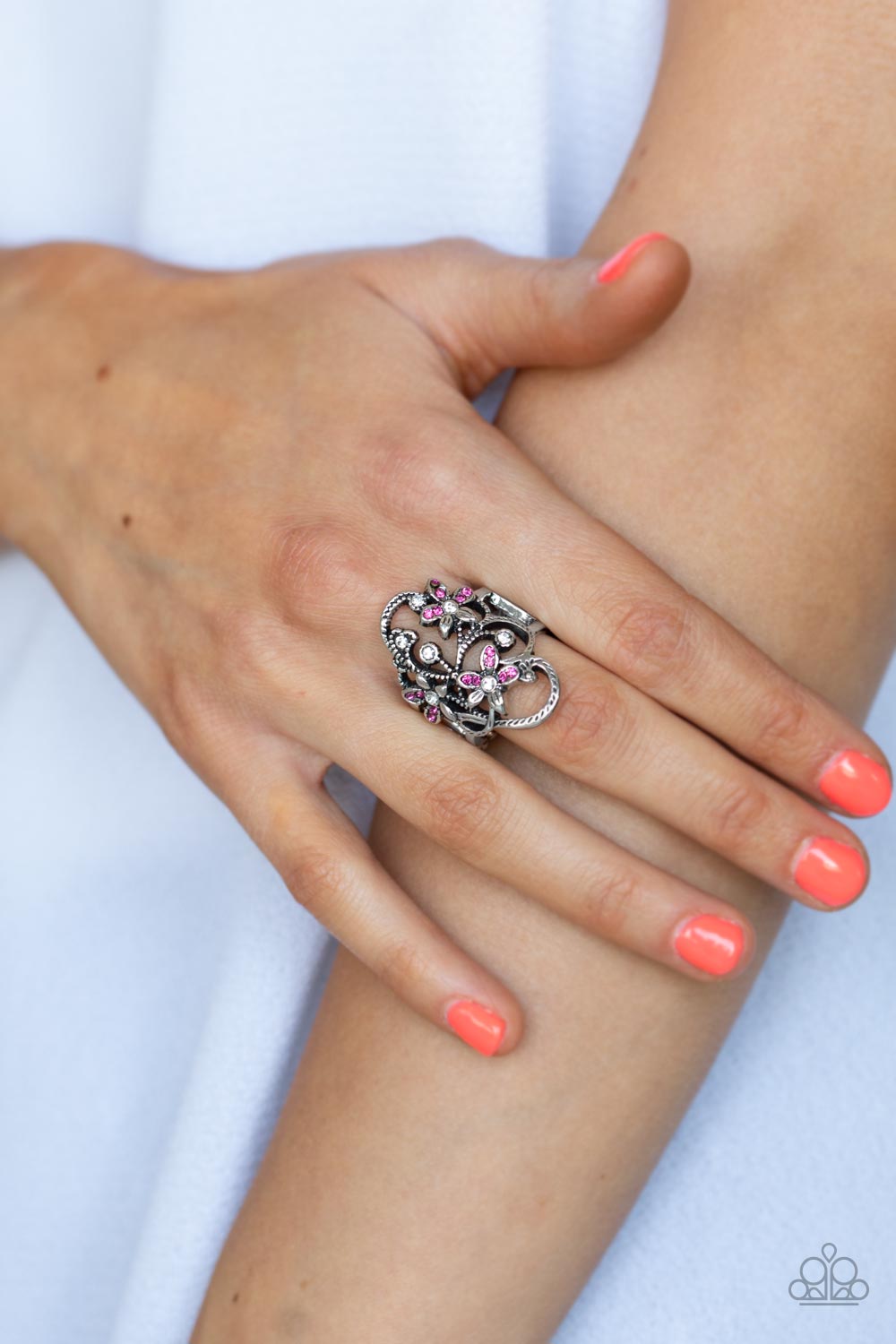 Flirtatiously Flowering Pink Ring