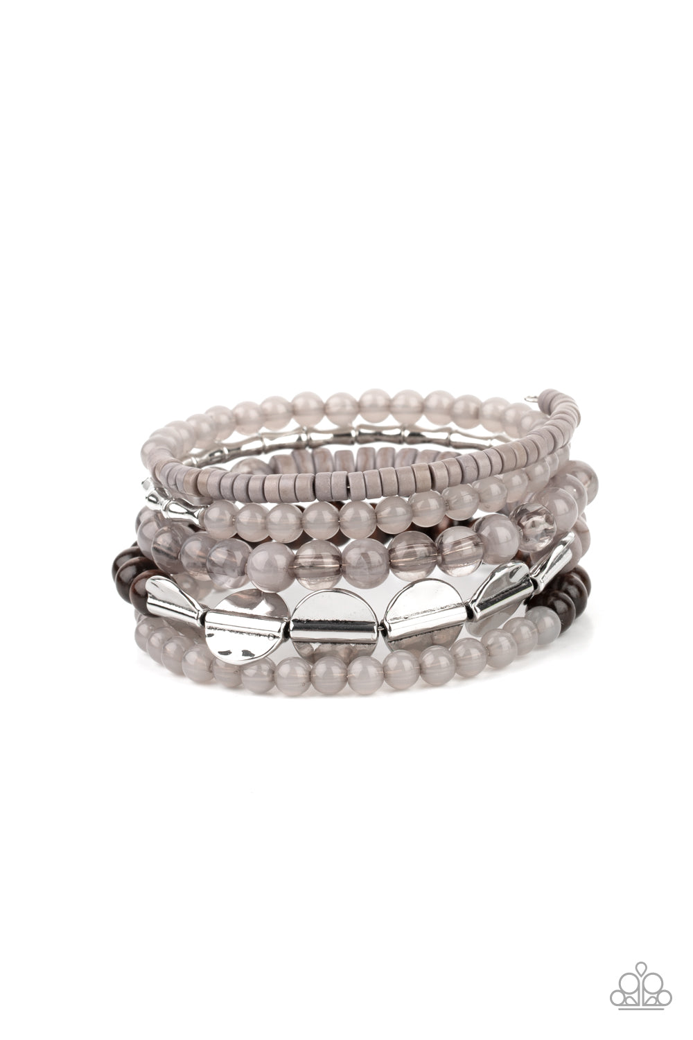 Free-Spirited Spiral Bracelet (Silver, White)