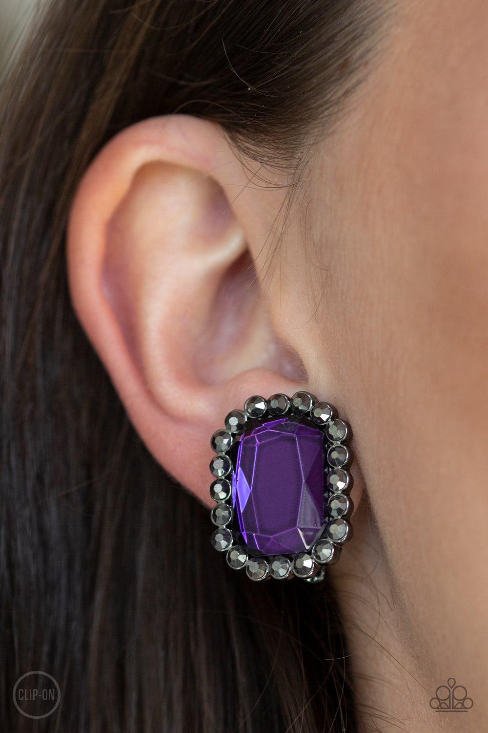 Glitter Enthusiast Purple Clip On Earring