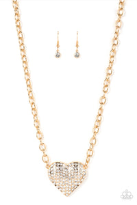 Heartbreakingly Blingy Necklace (Gold, Black)