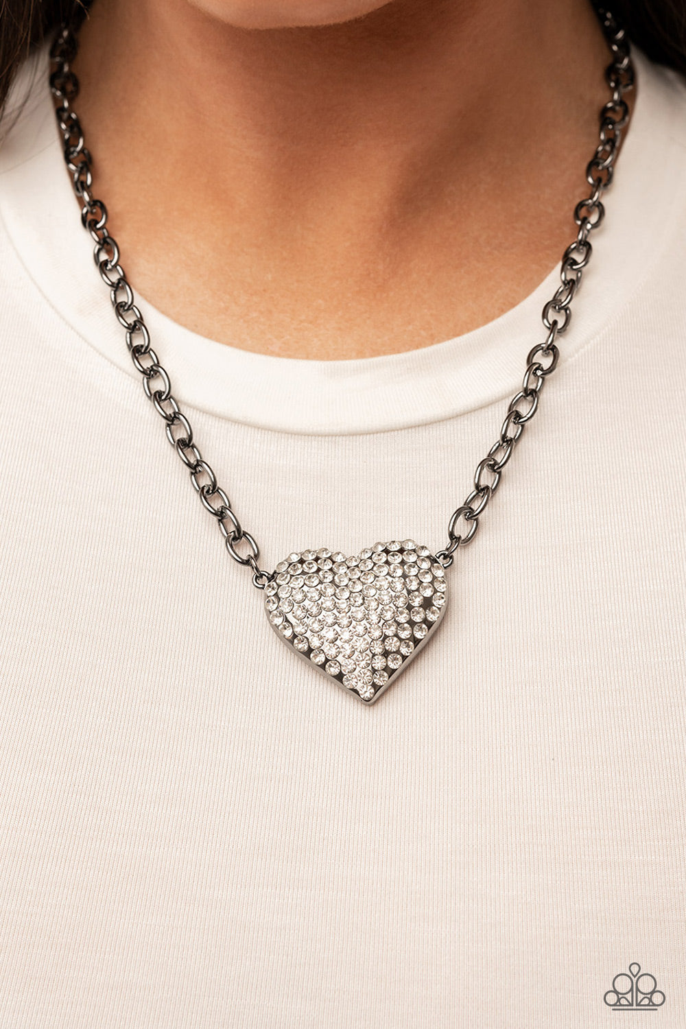 Heartbreakingly Blingy Necklace (Gold, Black)