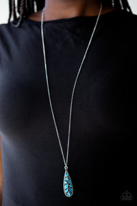 Teardrop Treasure Necklace (Blue, White)