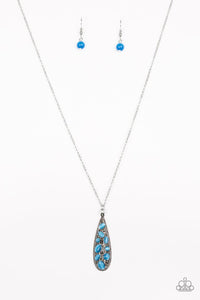 Teardrop Treasure Necklace (Blue, White)