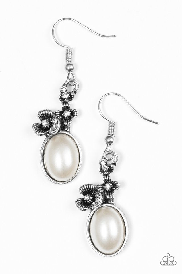 Floral Finery White Earring