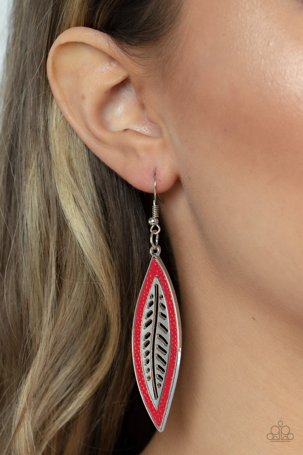 Leather Lagoon Red Earring