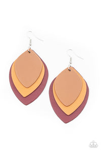 Light as a LEATHER Earring (Multi, Red)