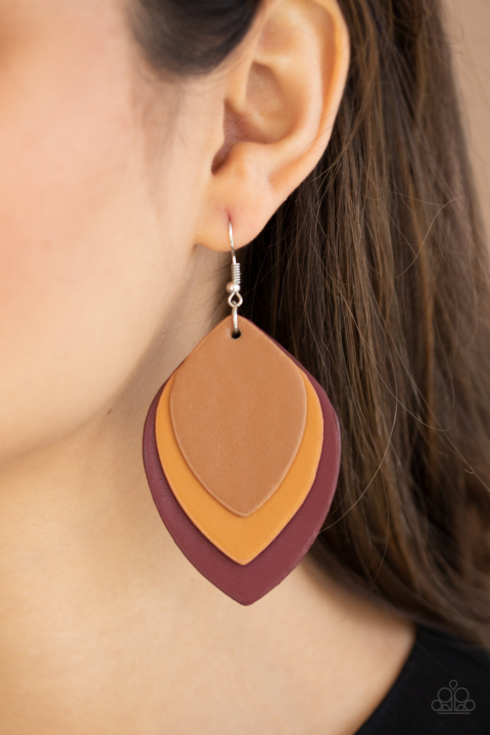 Light as a LEATHER Earring (Multi, Red)
