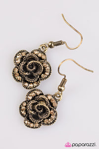 Give Her Roses Brass Earring
