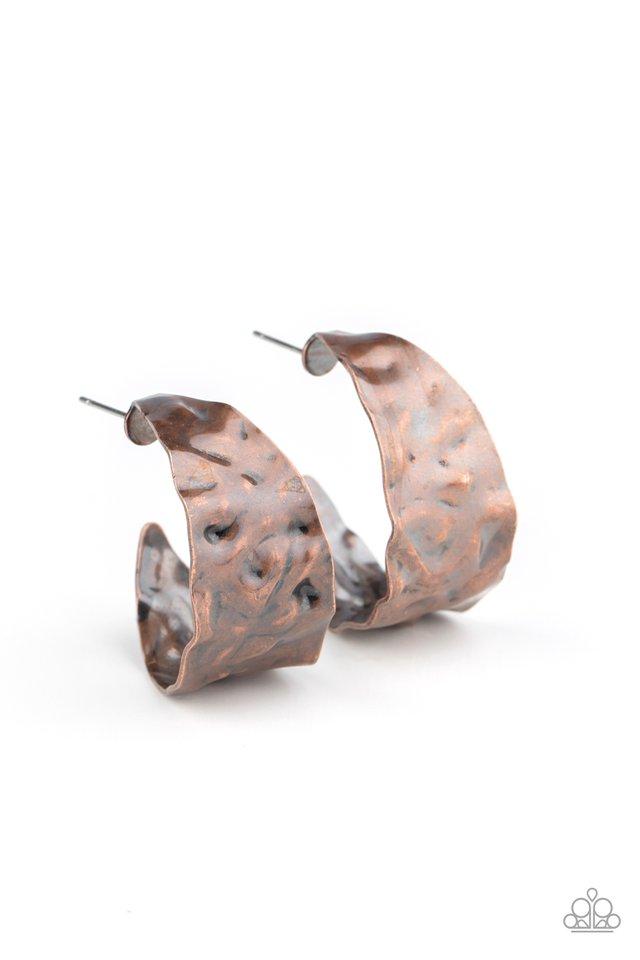 Put Your Best Face Forward Hoop Copper Earring