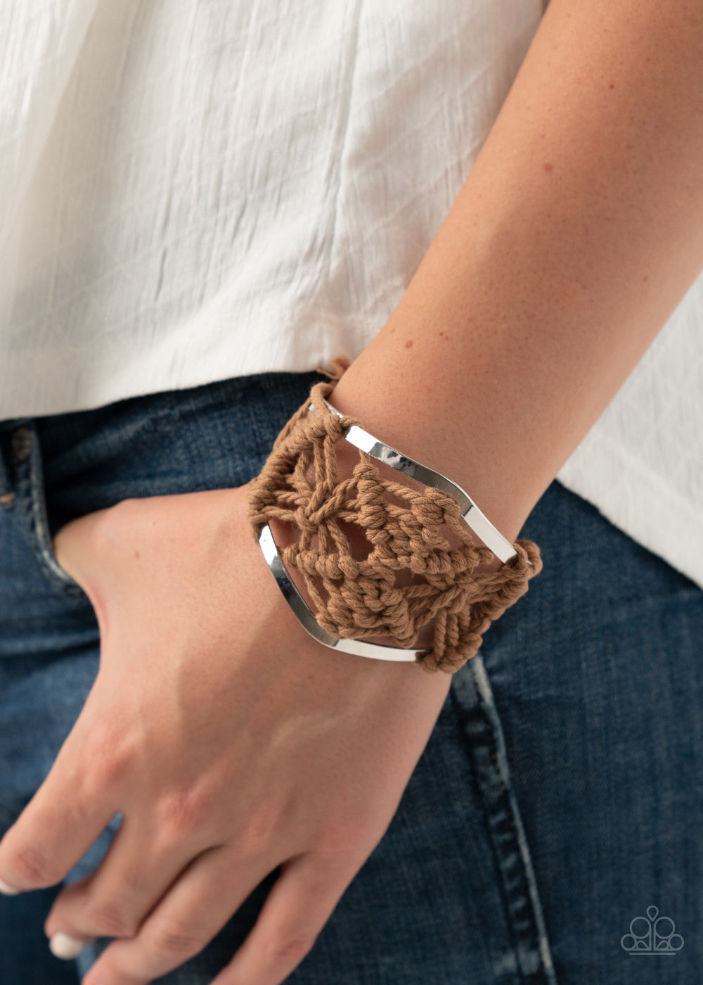 Macrame Mode Bracelet (Brown, Silver)