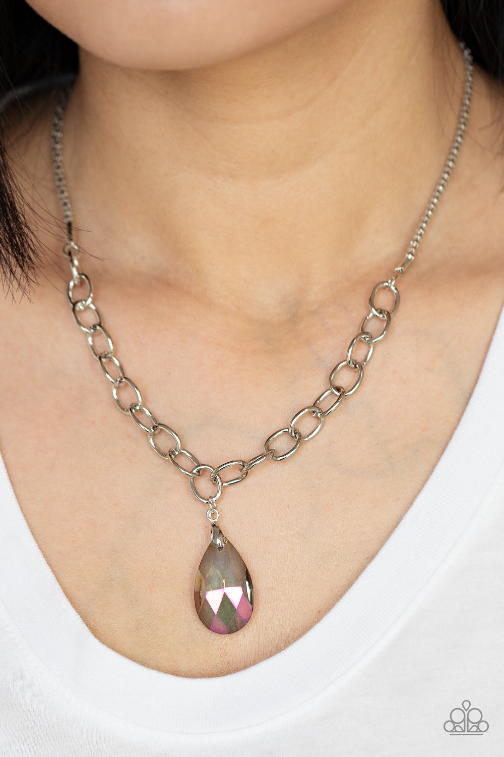Mega Modern Necklace (Silver, Pink, Multi)