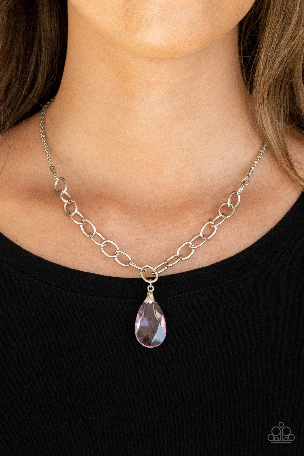 Mega Modern Necklace (Silver, Pink, Multi)