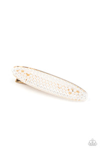 Pearl Pizzaz Hair Clip (White, Gold)