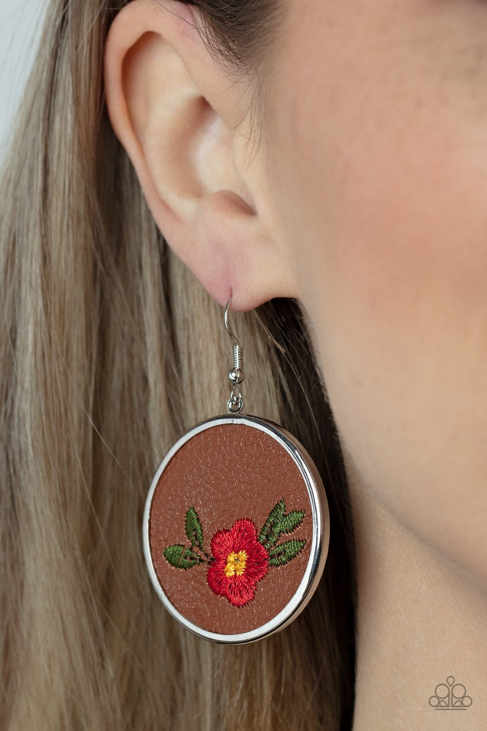 Prairie Patchwork Earring (Orange, Red)