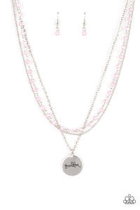 Promoted To Grandma Necklace (Pink, White)