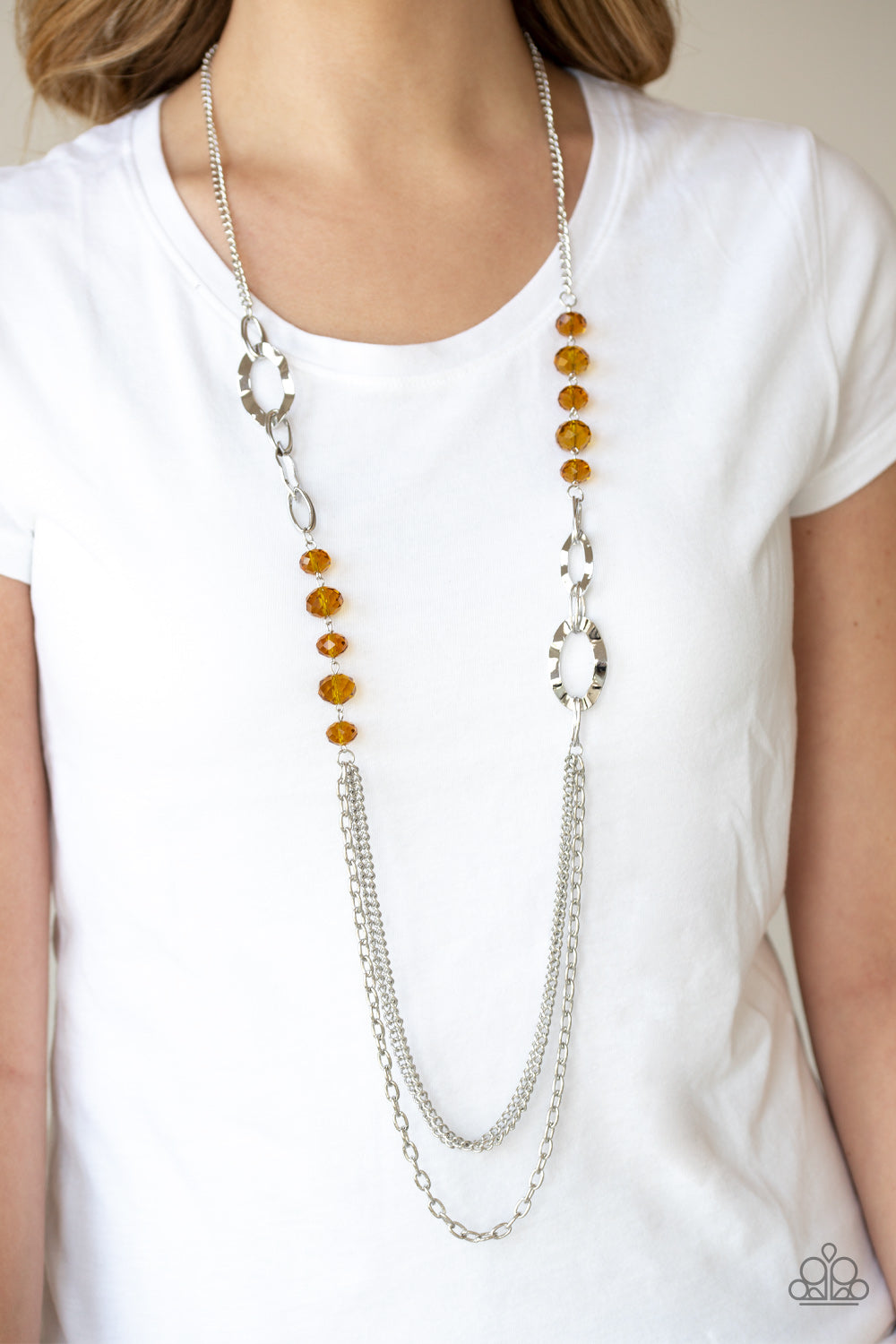 Modern Girl Glam Necklace (Brown, Gold)