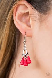 Tropical Winds Red Earring