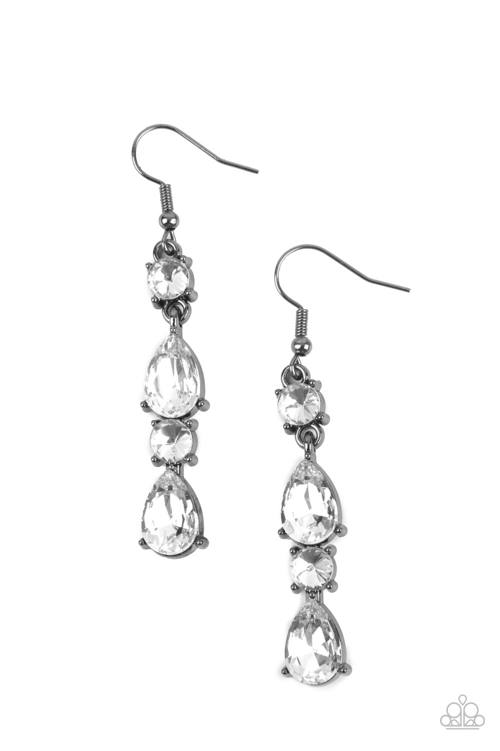 Raise Your Glass To Glamorous Earring (Black, Silver)