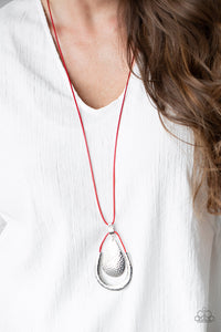 Texture Trekker Necklace (Red, Silver)