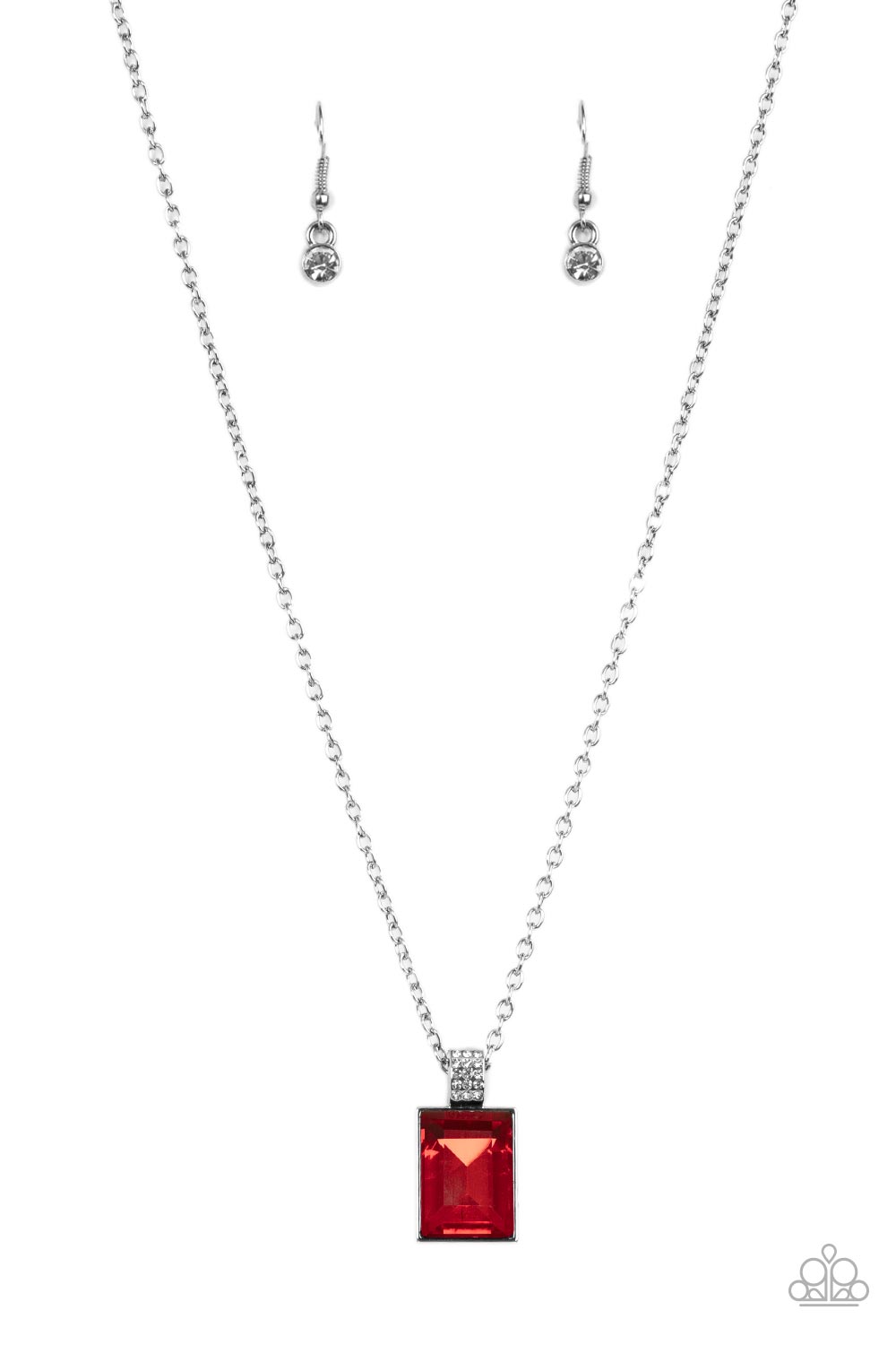 Understated Dazzle Necklace (Red, Silver)