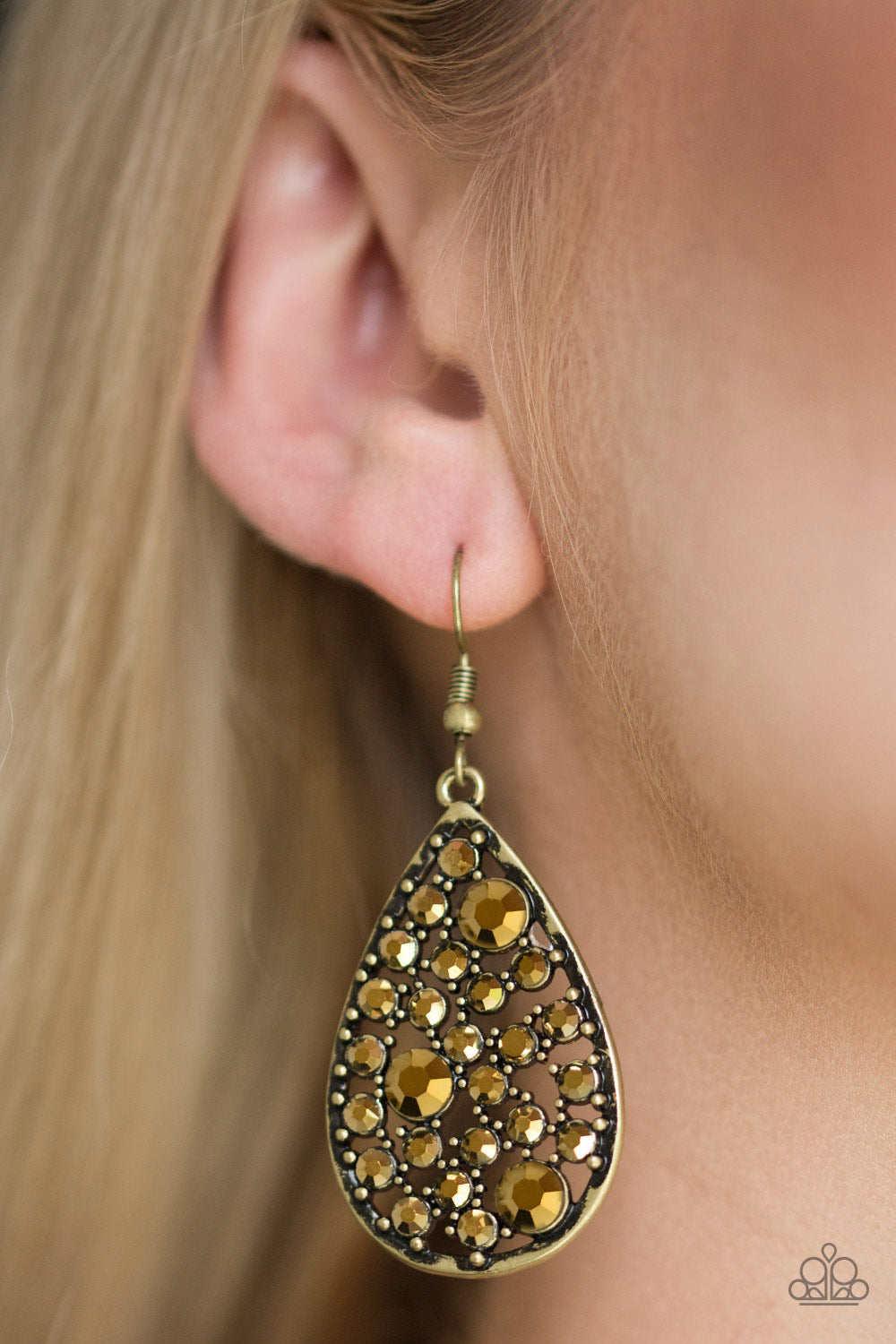 GLOW With The Flow Brass Earring