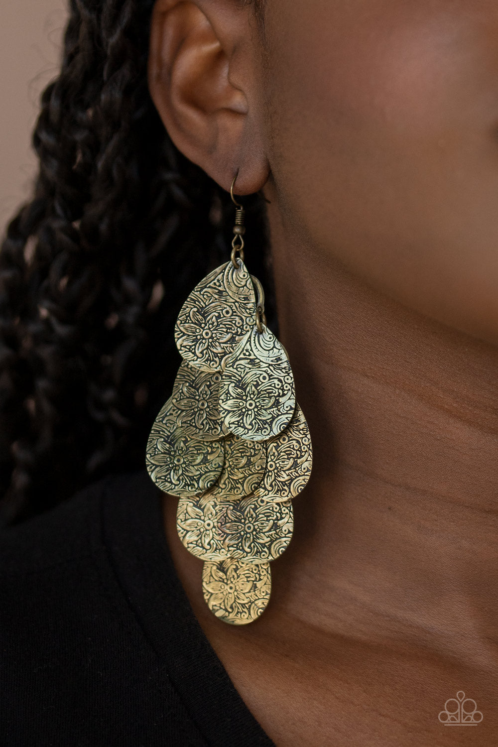 Hibiscus Harmony Brass Earring